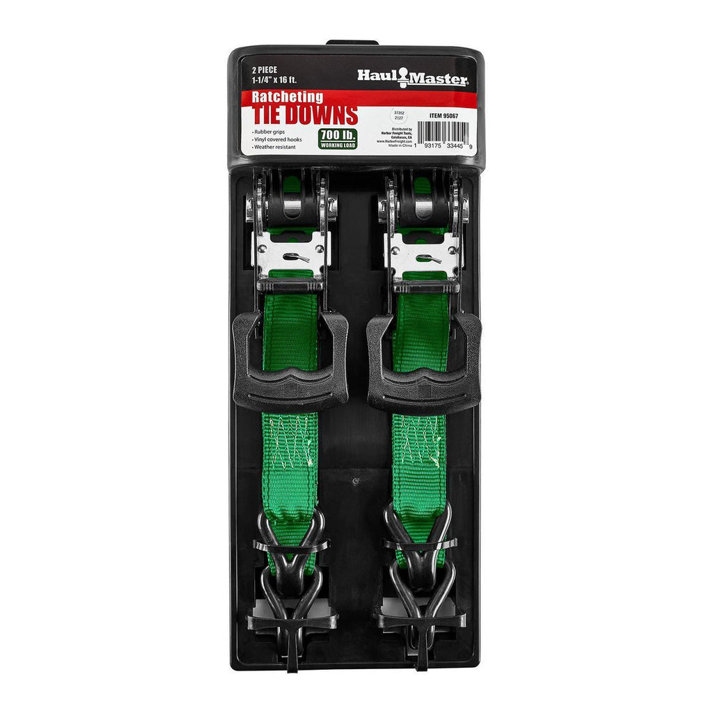 700 lb. Capacity 1-1/4 in. x 16 ft. Ratcheting Tie-Downs 2-Pack C880925