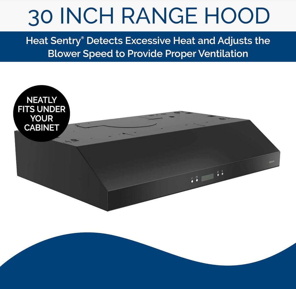 Black 30-Inch Under Cabinet Range Hood with Light Exhaust Fan, 400 CFM D306