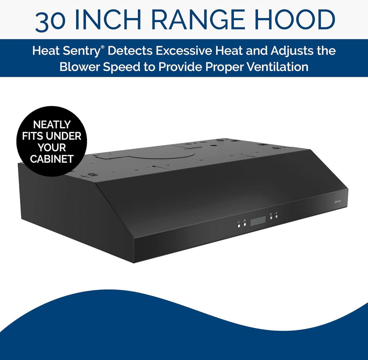 Black 30-Inch Under Cabinet Range Hood with Light Exhaust Fan, 400 CFM D306