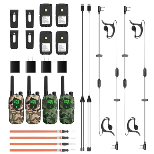 Rechargeable 4 Pack FRS Two Way Radio with Flashlight Earpiece S7394