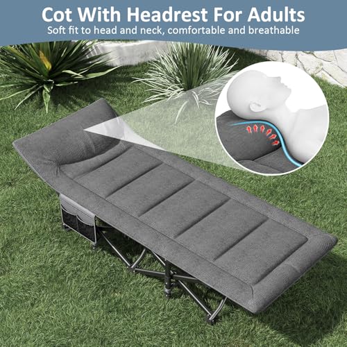 Grey Folding Cot Bed with Built-in Mattress and Pillow and Carry Bag M586