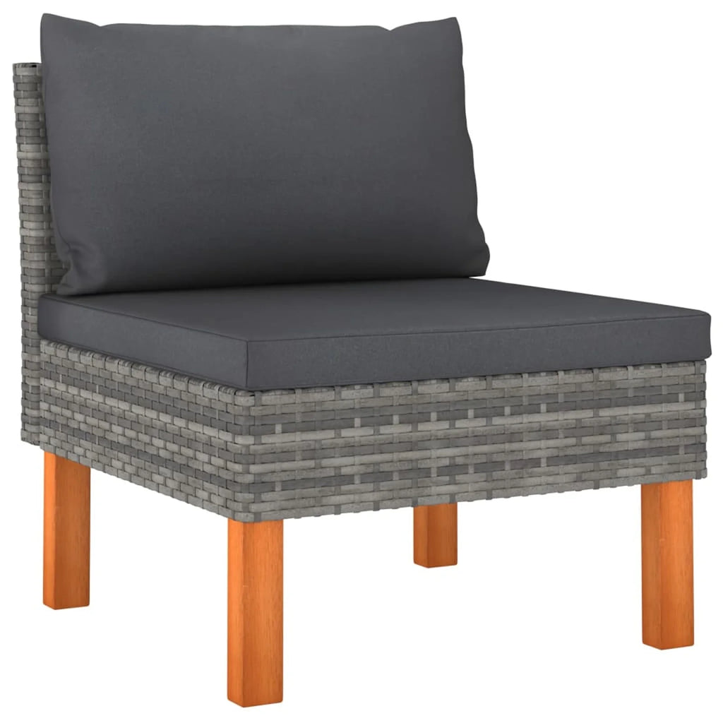 6 Piece Poly Rattan Garden Set with Cushions Gray J849942