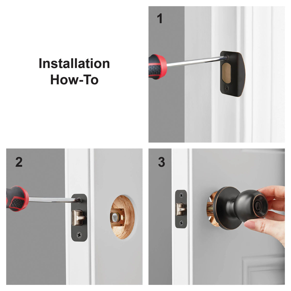 Oil-Rubbed Bronze Ball Locking Doorknobs Twin Pack E636