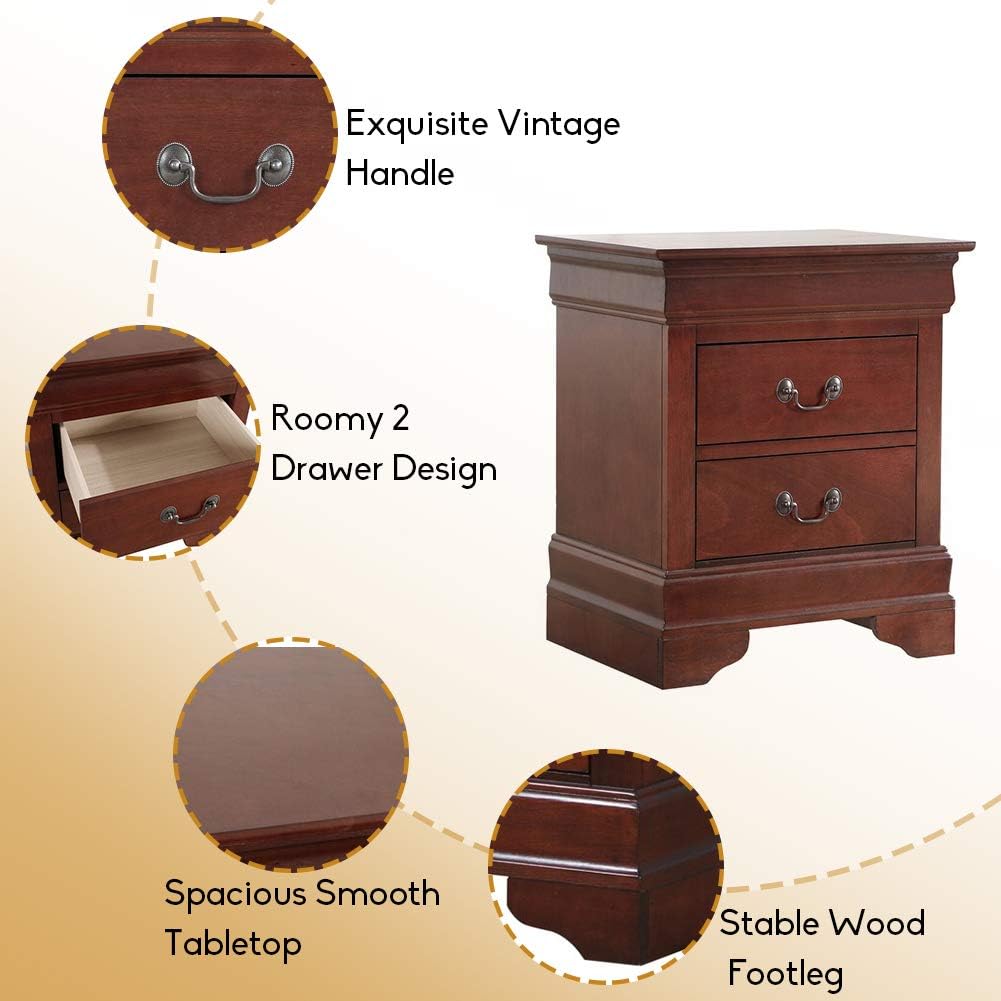 2 Drawer Gray Wooden Nightstand H73920