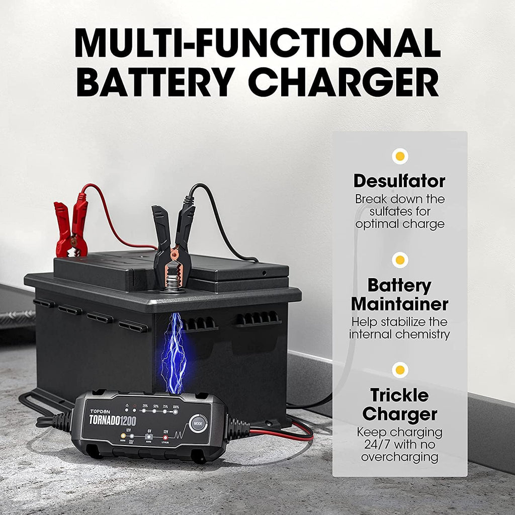 Car Battery Charger 4A/1A 6V/12V for Lead-Acid/Lithium ion Batteries J9503