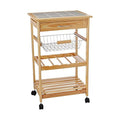 Natural Pinewood Mobile Kitchen Cart X60821