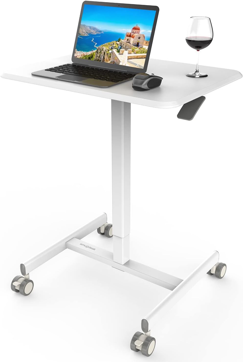 White Adjustable Height Laptop Desk Cart U14642
