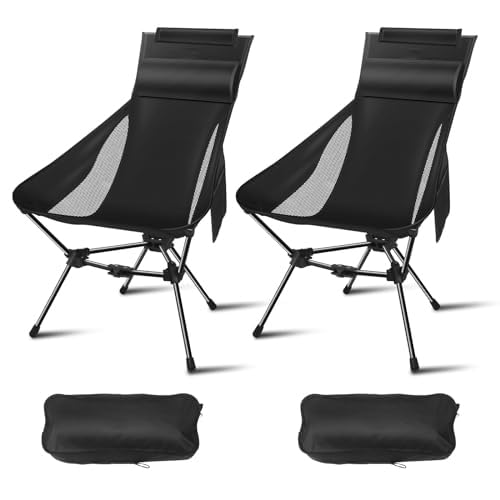 Lightweight Foldable Camping Chair with Headrest and Storage Bag Y892660
