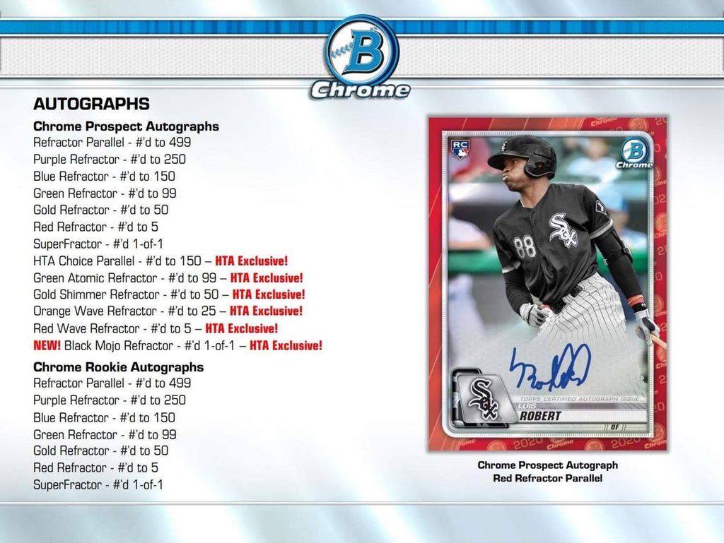 2020 Bowman Chrome Baseball Choice HTA Box A82320