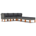 6 Piece Poly Rattan Garden Set with Cushions Gray J849942