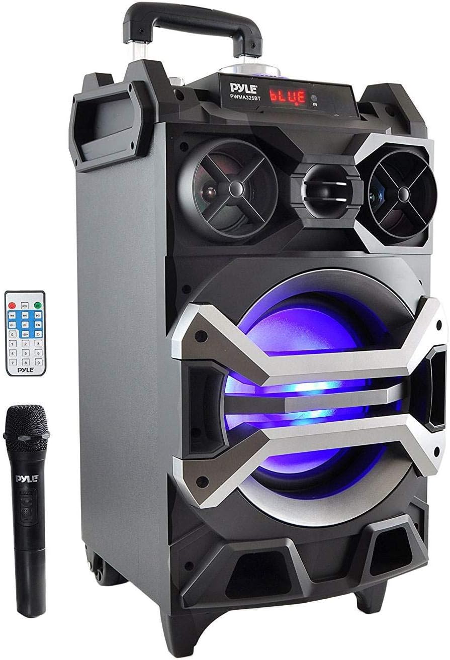 Portable Bluetooth PA Speaker System with Rechargeable Battery and Rolling Wheels G33386