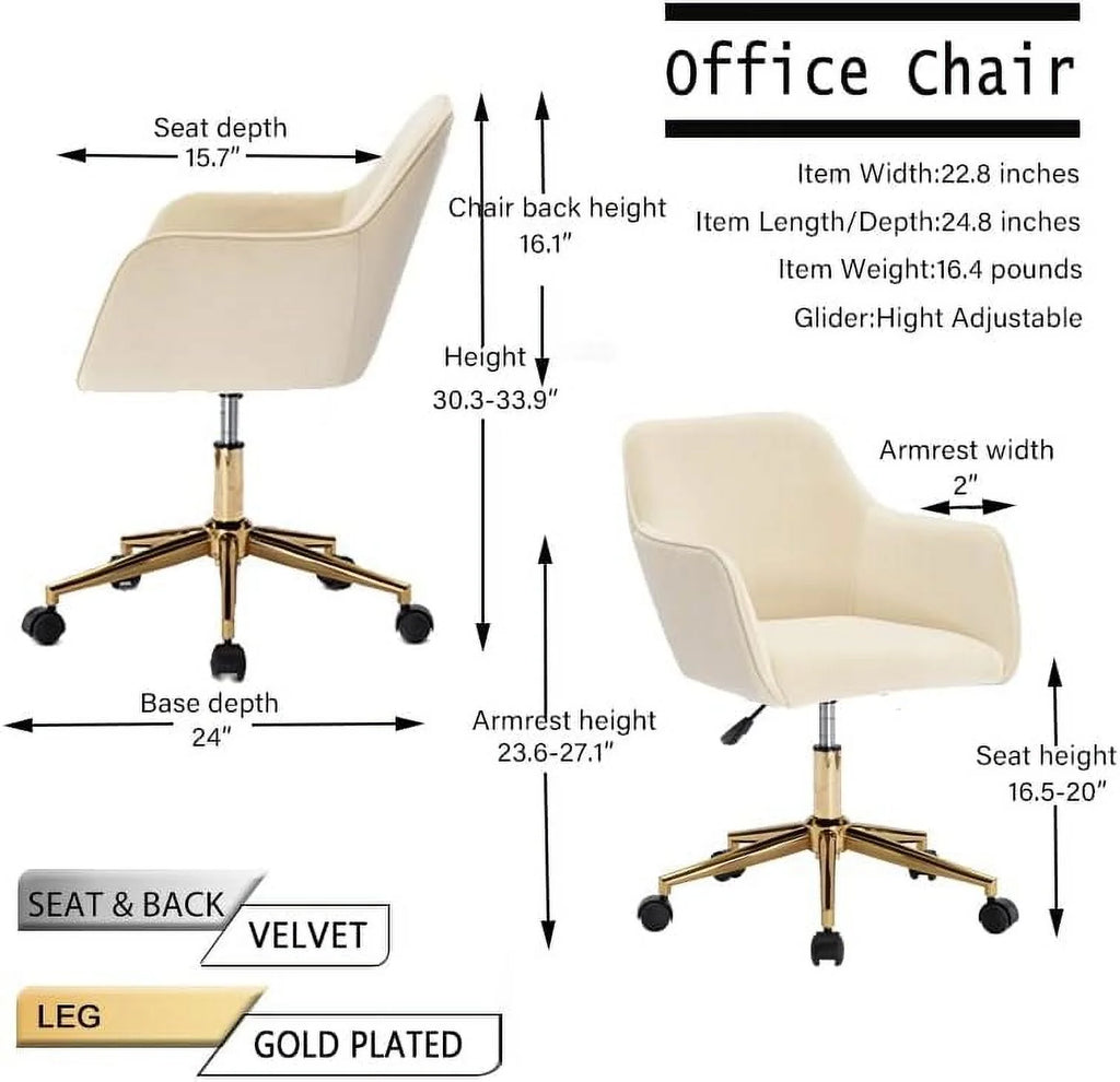 Velvet Desk Chair with Woven Backrest and Gold Base I6138
