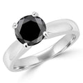 Black Diamond Engagement Ring in 14K White Gold J937