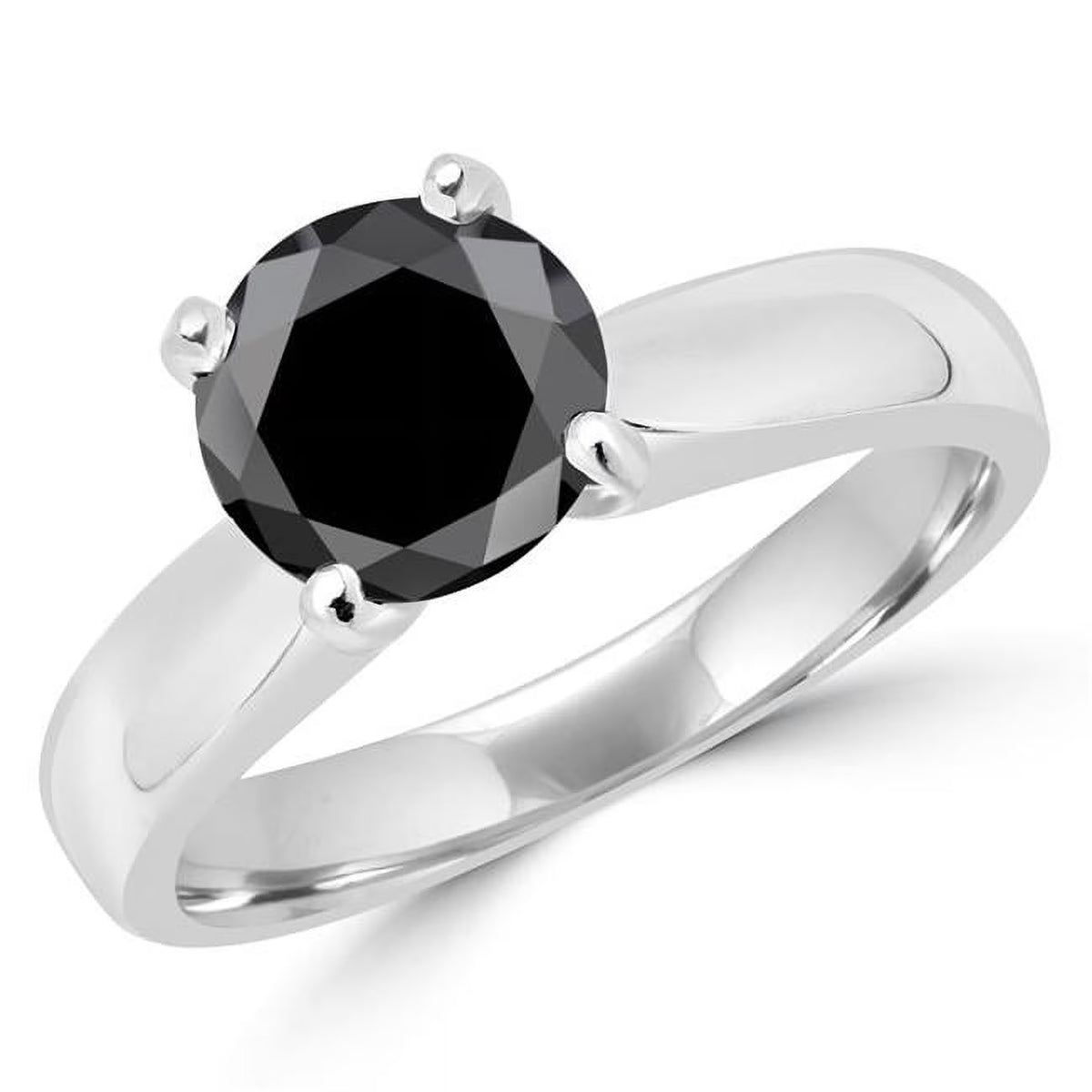 Black Diamond Engagement Ring in 14K White Gold J937