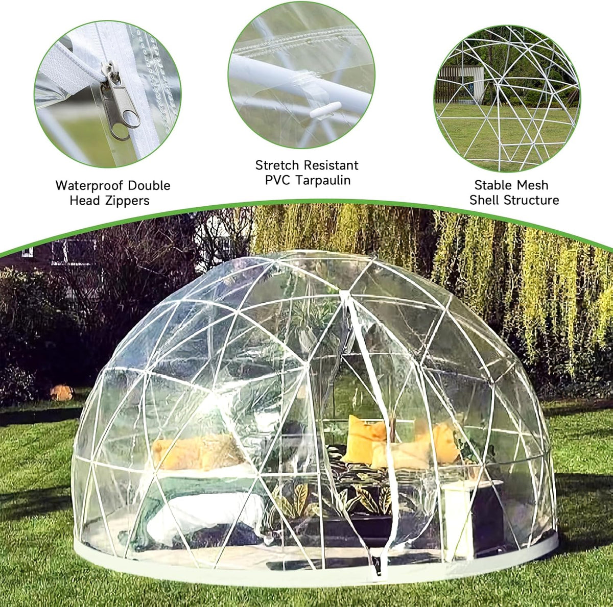 12FT Bubble Tent Dome for 4-8 Person with Triangular Transparent Window M803