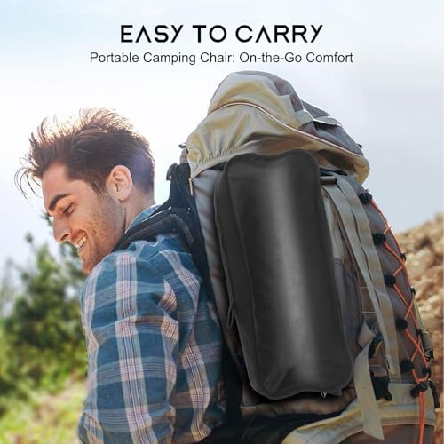 Lightweight Foldable Camping Chair with Headrest and Storage Bag Y892660