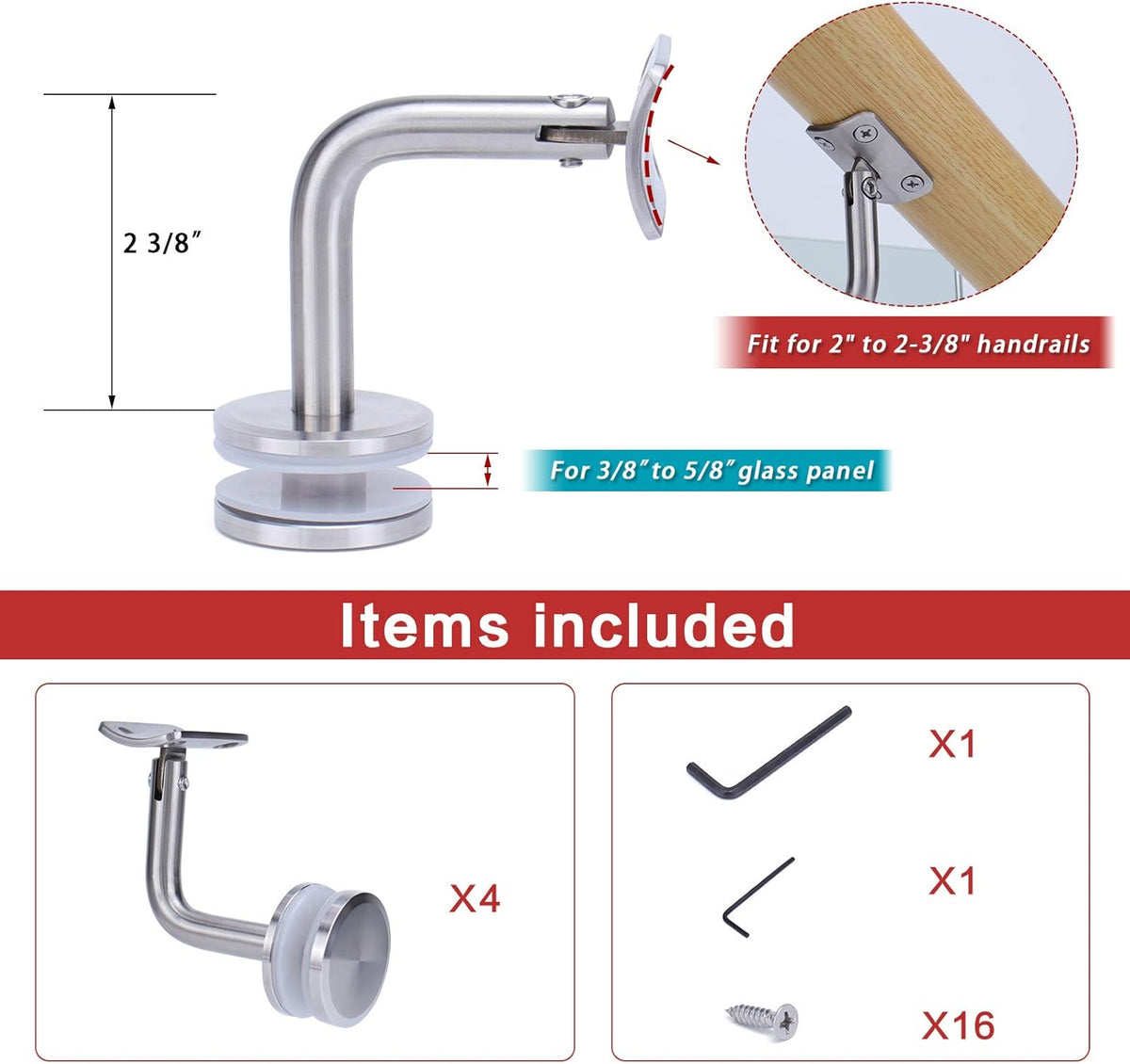 Adjustable Handrail Brackets for Stair Railing System X4400