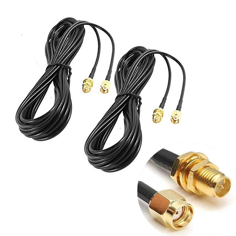 2Pack 33ft WiFi Antenna Extension Cable RP-SMA Male to Female Connector D88432