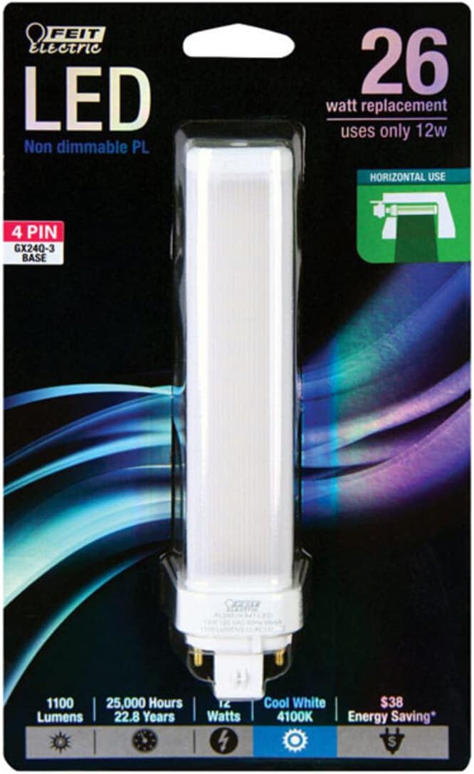 LED PL Horizontal Recessed, 1100 lm, 26W Equivalent, GX24Q-3 Base, 4100k H88405