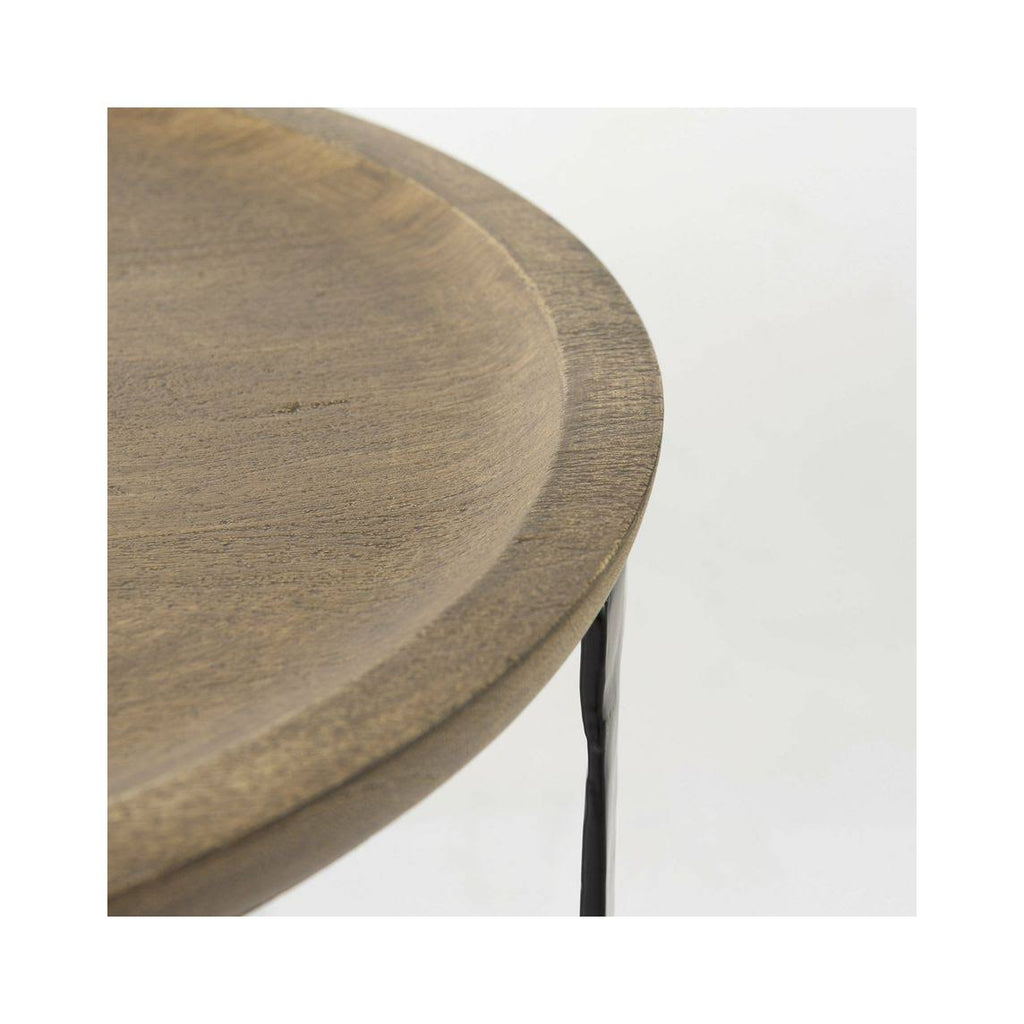Light Brown Wood Round Nesting Side Tables Set of 2 Q712