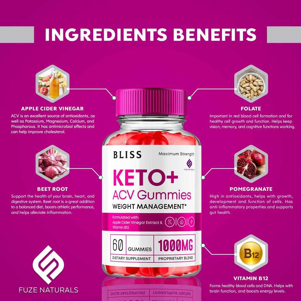 Keto ACV Gummies 1000mg Apple Cider Vinegar Vitamin B12 B6 Folate Supplement (60 Gummies) R523