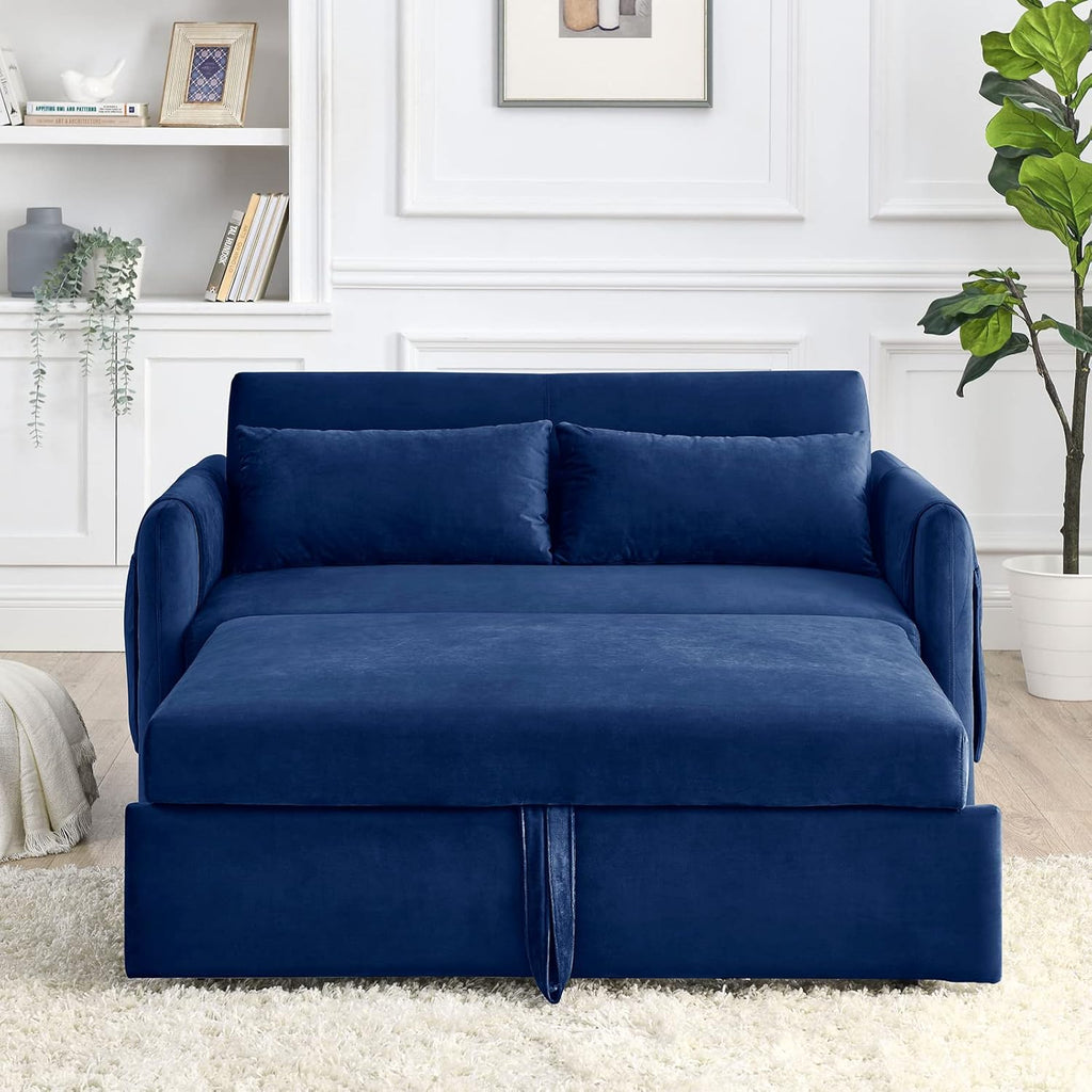 55" Velvet Convertible Sleeper Sofa with Pull Out Bed J3580