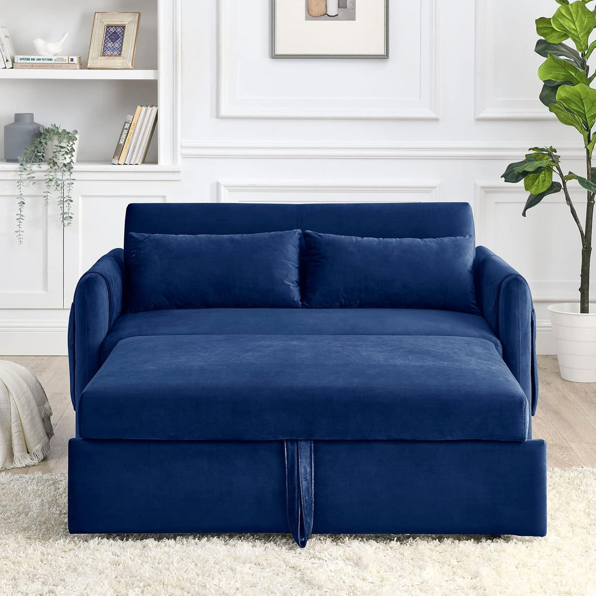 55" Velvet Convertible Sleeper Sofa with Pull Out Bed J3580