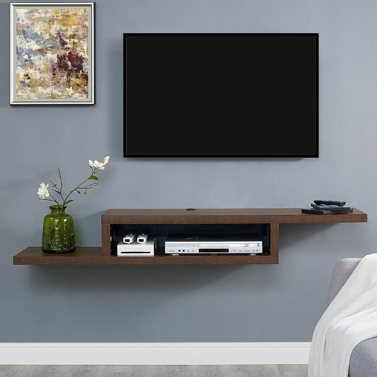 Skyline Walnut Floating Wall Mounted TV Console F303