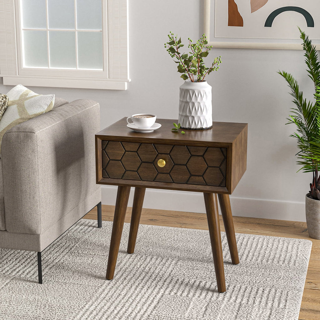 Brown MDF Nightstand with Drawer F906951