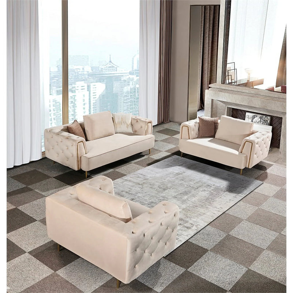 Cream Velvet Sofa C51718