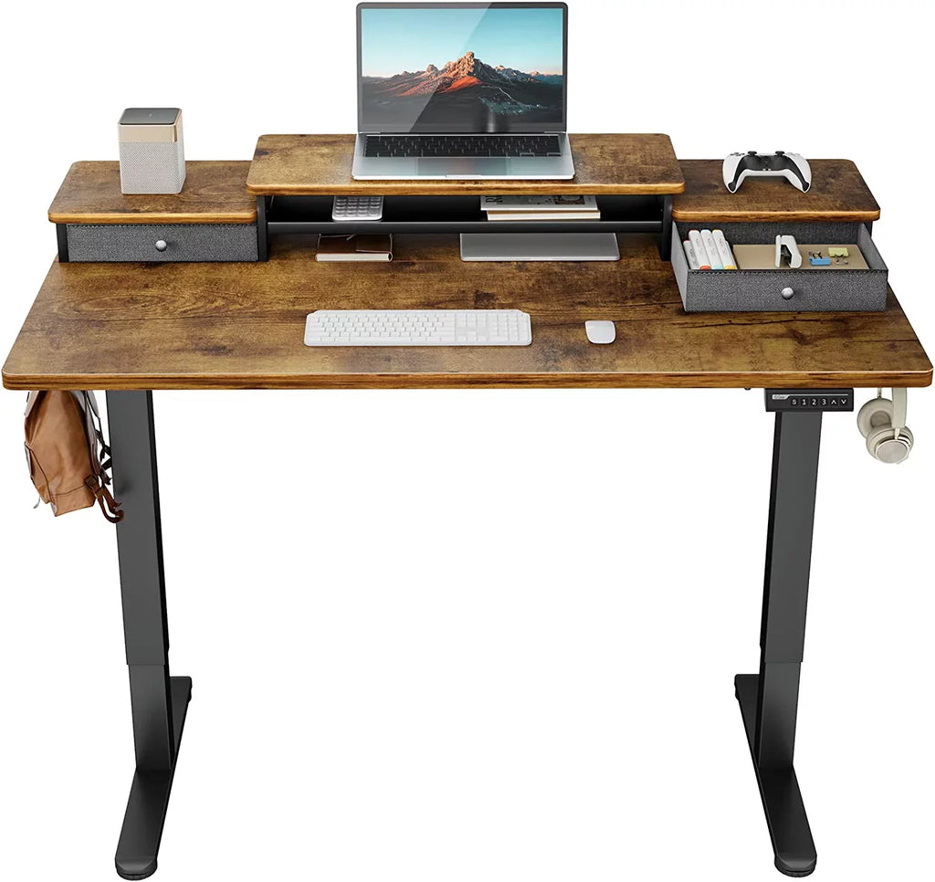 48x24 Inches Adjustable Height Electric Standing Desk with Drawers A67739