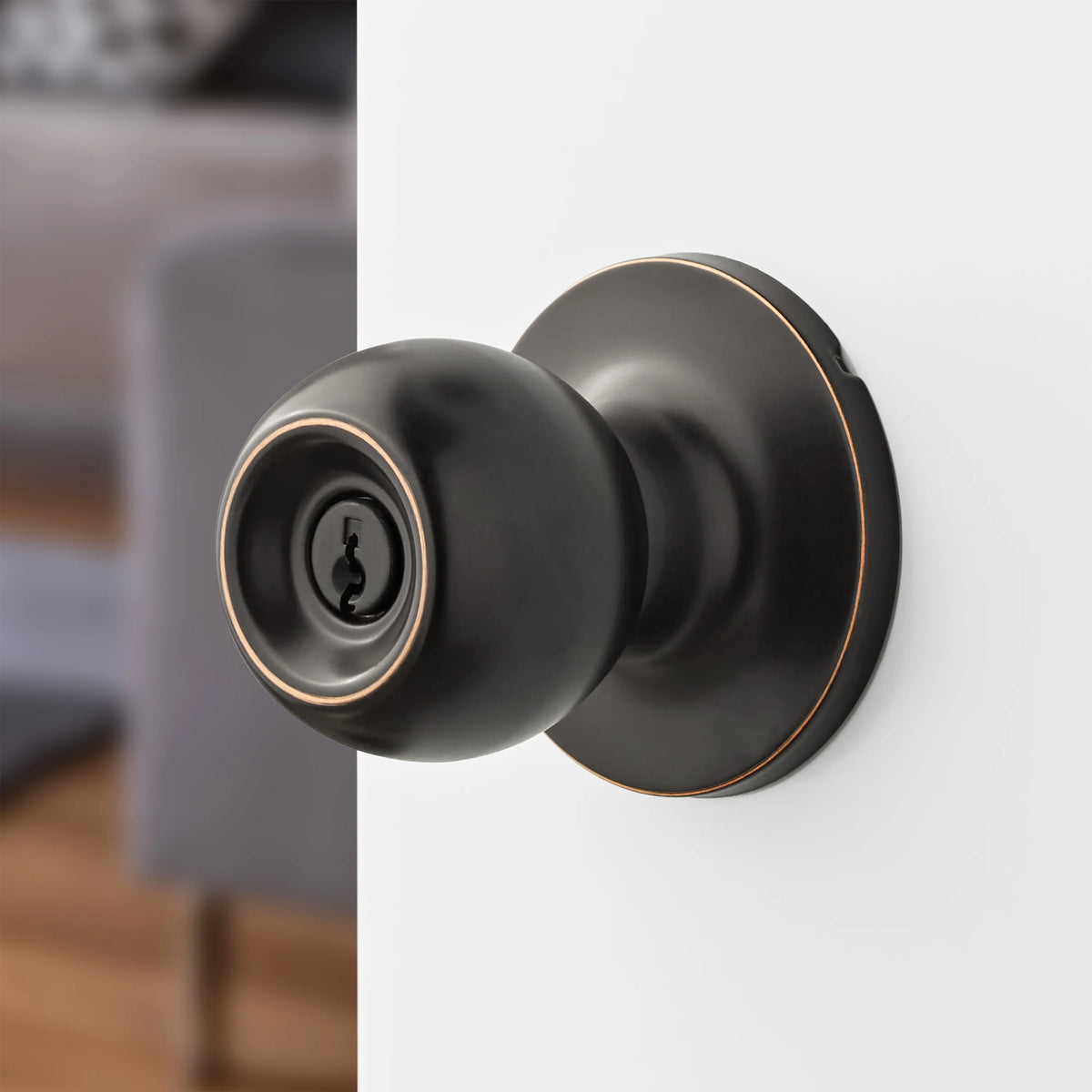 Oil-Rubbed Bronze Ball Locking Doorknobs Twin Pack E636