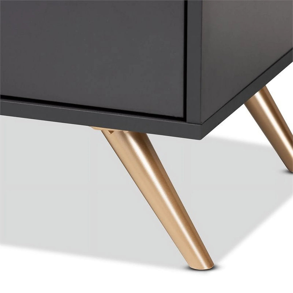 Dark Grey Gold Wood 6-Drawer Dresser S444