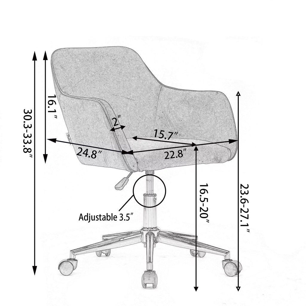 Aqua Light Blue Velvet Adjustable Height Office Chair H554291
