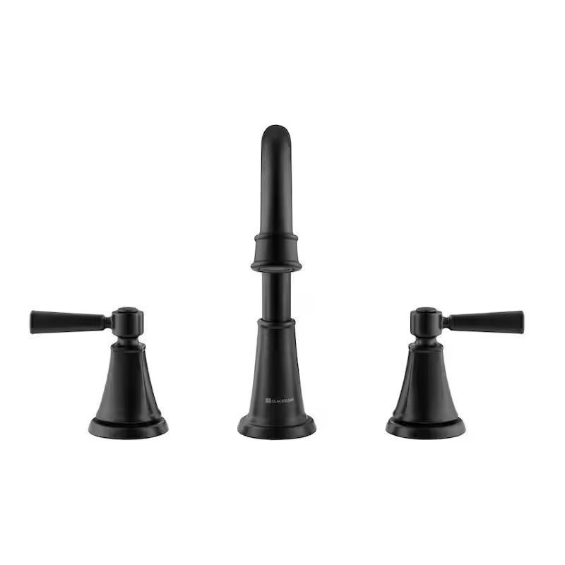 8 in. Widespread Double-Handle High-Arc Matte Black Bathroom Faucet A661