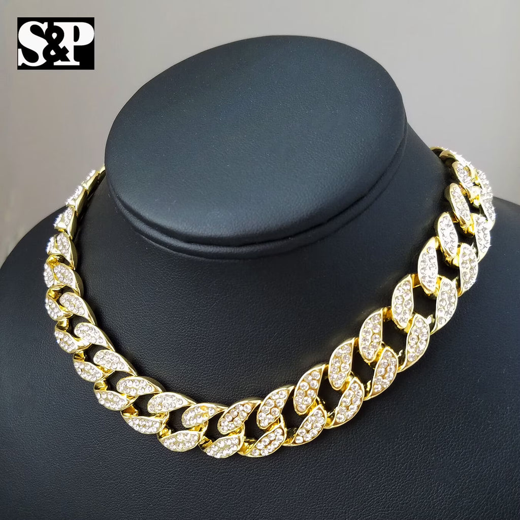 18" Full Iced Cuban Choker Chain Necklace W1152