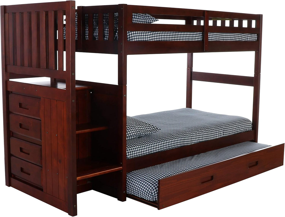 Twin Over Twin Bunk Bed with Trundle U756145