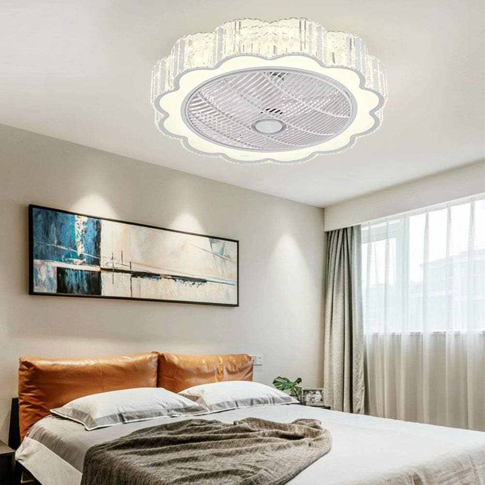 23" Ceiling Fan with Lights, Acrylic LED Ceiling Fan with Remote Control White F748