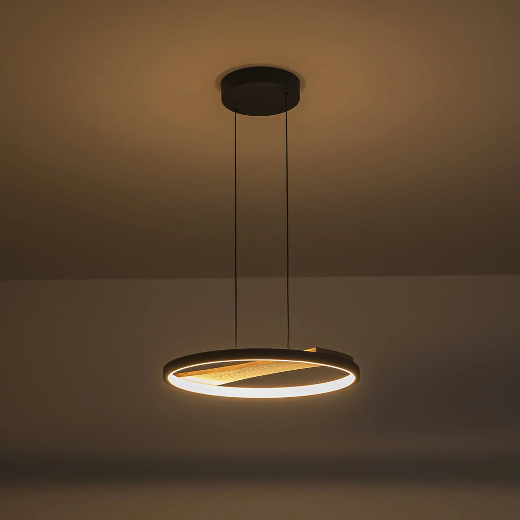 LED Circle Round Wood Pendant Y103365