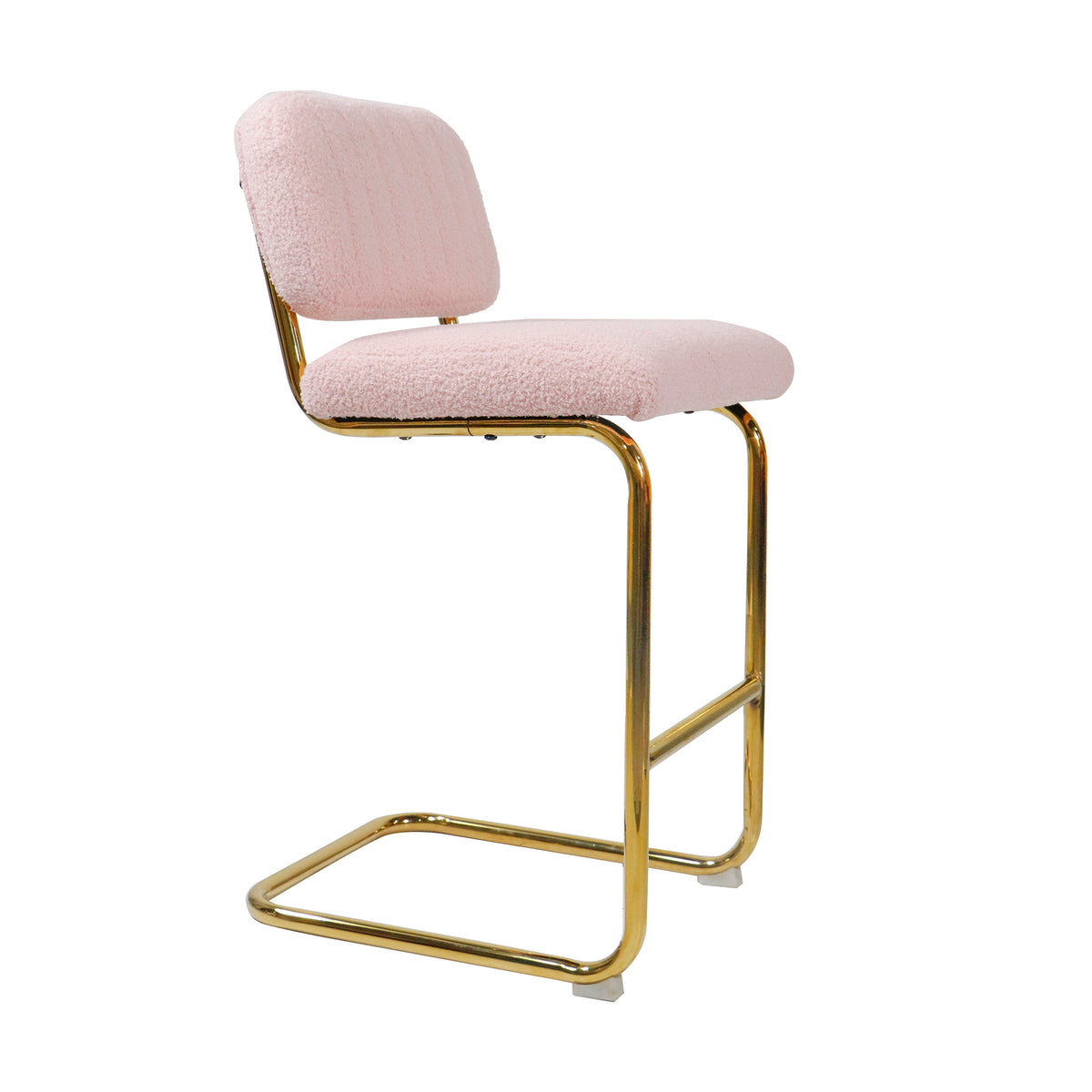 Pink Boucle Fabric Counter Height Bar Stools Set of 2 B26029