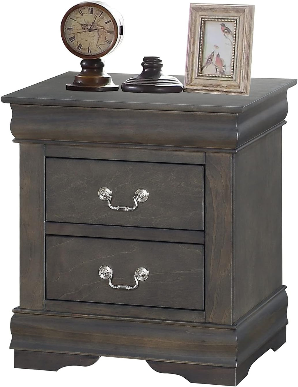 2 Drawer Gray Wooden Nightstand H73920