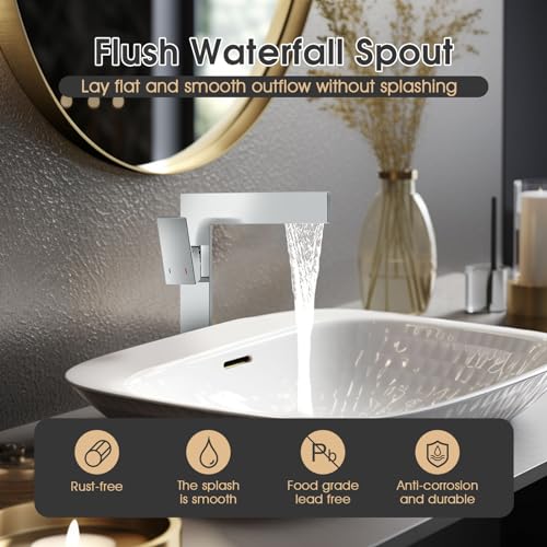 Tall Single Handle 1 Hole Solid Brass Bathroom Sink Faucet W88631
