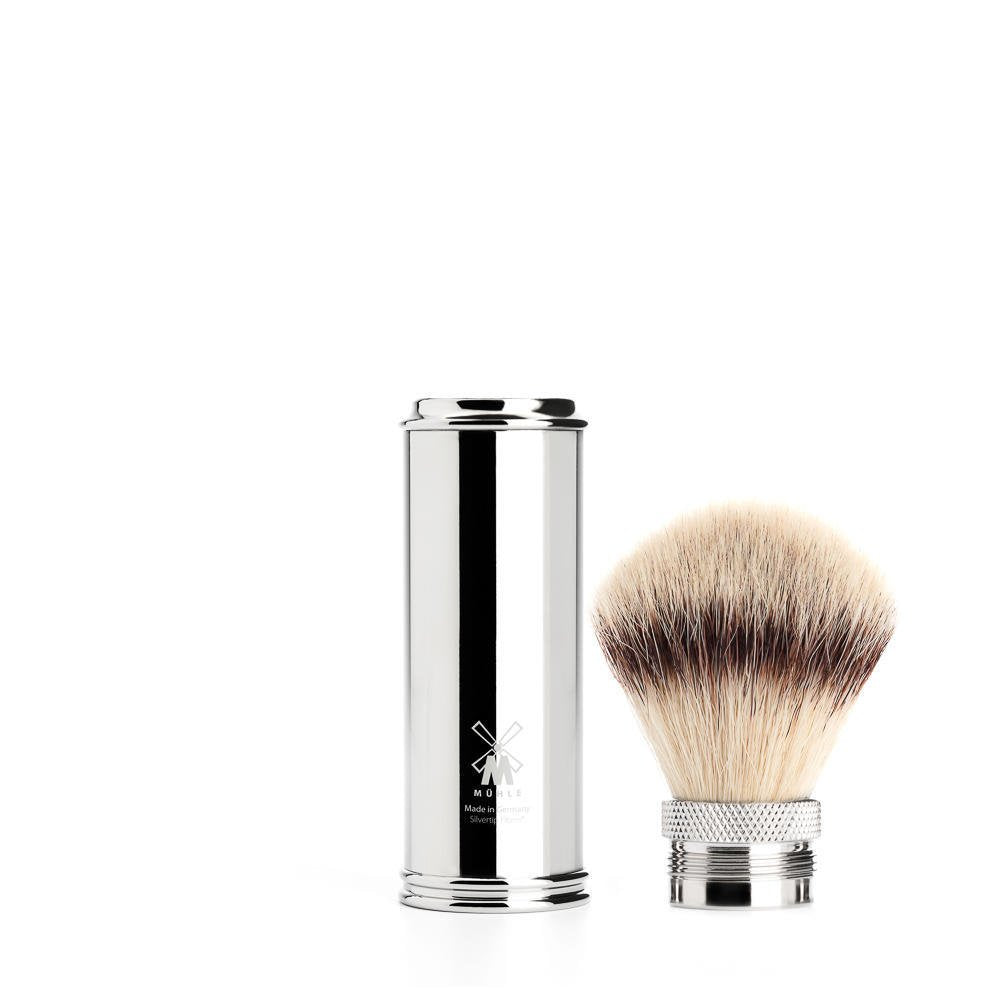 Synthetic Silvertip Fibre Travel Shaving Brush with Nickel Plated Handle Pack of 2 E88351