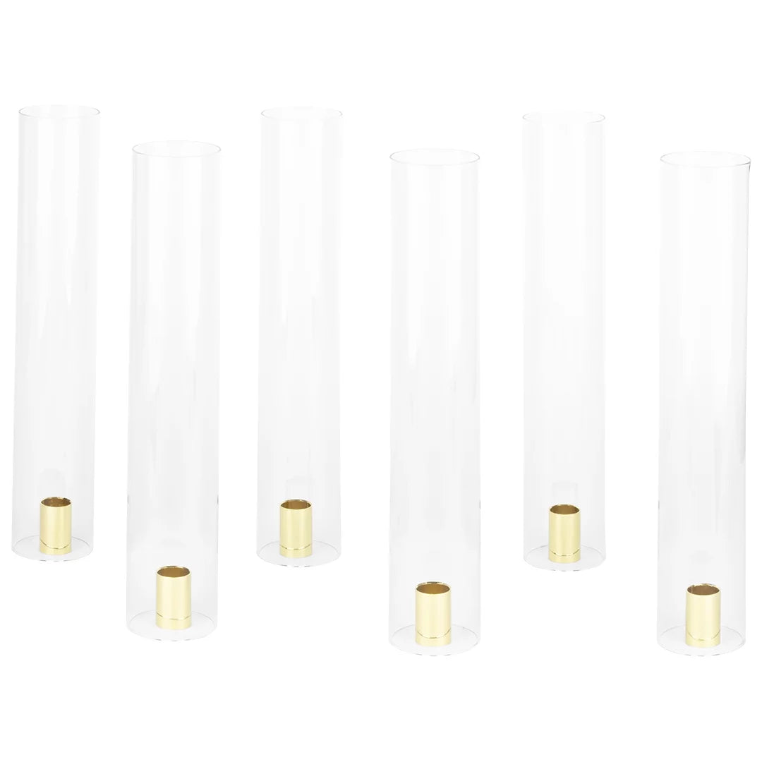 14" Tall Set of 6 Hurricane Glass Taper Candle Holders X853325