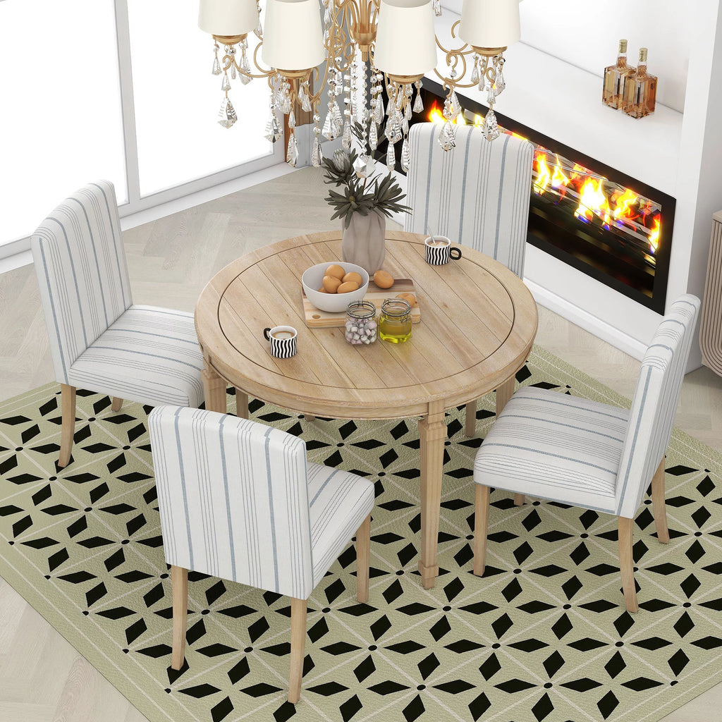 Round Dining Table Set for 4, 5-Piece Solid Wood M655110