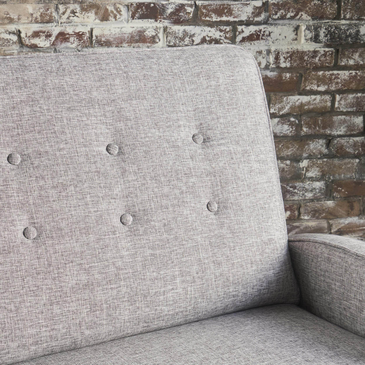 Gray Buttoned Fabric Reclining Loveseat I8947