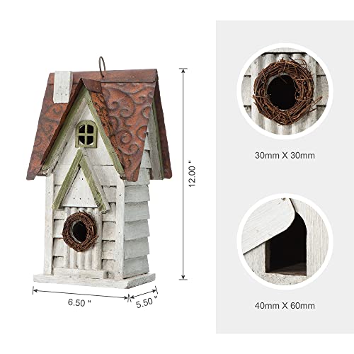 Hanging Distressed Wooden Birdhouse Q57452