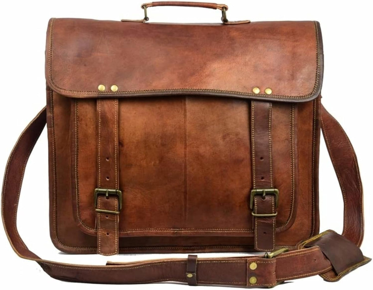 Leather Messenger Brown Bag O767