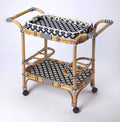 Blue & White Rattan Bar Cart I98201