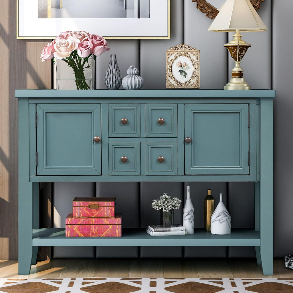 Solid Wood Console Table with 3 Drawers, 2 Cabinet and 1 Shelf W15390